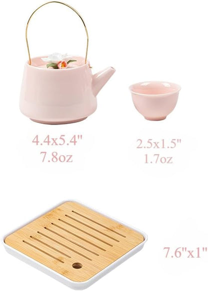 Japanese Porcelain Tea Set, 4 Tea Cups, 1 Tea Tray, - Image 7