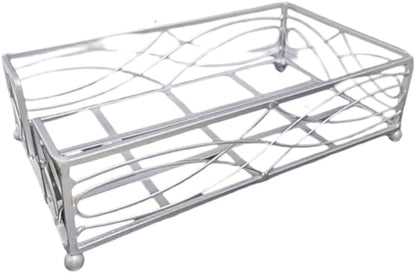 Elegant Sturdy Guest Napkin Holder | Silver | Disposable Paper Hand Towel Storage Tray Caddy | Premium Quality | Bathroom Kitchen Dining Table Wedding Party Hotel Office décor