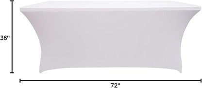 LZY 4 Pack Spandex Table Covers 6 Feet, Stretch/Fitted Table Covers for 6 Feet Folding Table, Rectangular Spandex Table Cloths for Wedding Party or Event (6FT-4PCS, White)