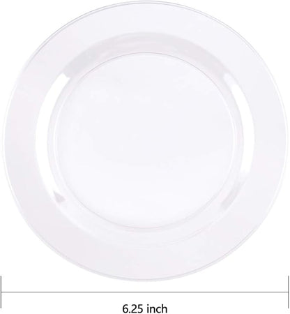 bUCLA 100Pieces Clear Plastic Plates - 6.25inch Premium Hard Disposable Salad/Dessert/Appetizer/Small Cake Plates for Wedding& Party