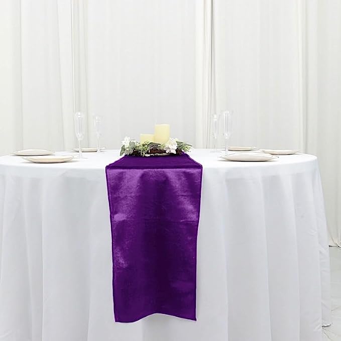 Balsa Circle 10 pcs 12x108-Inch Purple Premium Velvet Table Runners Wedding - Image 8