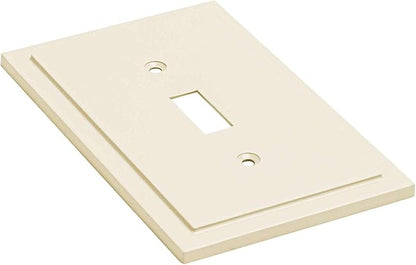 Henne Bery Modern Edge Decorative Wall Plate Switch Plate Outlet Cover, Durable Solid Zinc Alloy (Single Toggle 2PK, Light Almond)