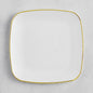 Coupe Dynasty White Square Plastic Plates with Gold Band, 6 Inch, BPA Free, Disposable, for Events and Weddings, 10 Count