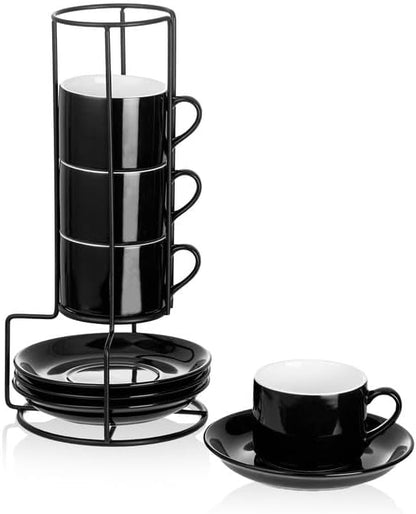 Espresso Cups Set of 4, 4oz Stackable Coffee Cups by MEICHU