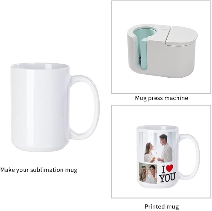 PYD Life 8 Pack Sublimation Mugs Blanks 15 OZ White Ceramic Photo Cups | Coffee - Image 4