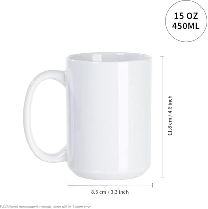 PYD Life 8 Pack Sublimation Mugs Blanks 15 OZ White Ceramic Photo Cups | Coffee - Image 3