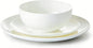KINGSTONE 6-Piece Bone China Dinnerware Set for 2, Lightweight and Durable, Microwave and Dishwasher Safe, White Plates and Bowls for Everyday Use