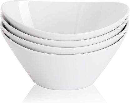 Buyajuju Porcelain Salad Bowls, 38 Ounce pasta bowls set of 4, 8 inch White by Buyajuju
