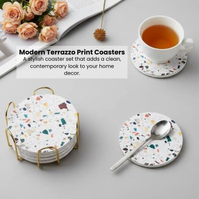 Absorbent Terrazzo Drink Coasters Set of 6 - Image 11