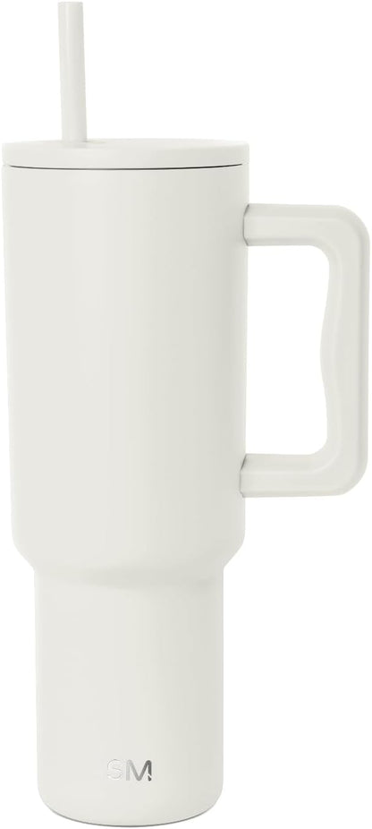 Simple Modern Tumbler with Handle and Straw | 40oz | Cream | Trek Tumbler by Unknown