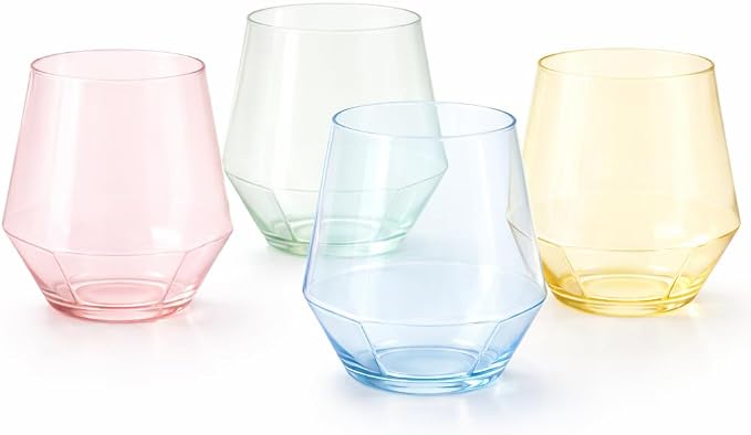 Oojami 40 Pack Diamond Disposable Plastic Wine Glasses 12oz by Oojami