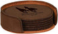 Custom Engraved Coasters | Personalized Leather Coaster | Set of 6 | Drink Coasters with Holder | Laser Engraved | Tabletop Protection | Gift for Couples (Round 4", Dark Brown w/Black)