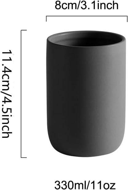 Japanese Simple Black and White Style, handleless Ceramic Mug, Toothbrush Holder - Image 2