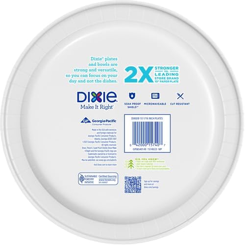 Dixie Paper Plates, Large 10 Inch | 2X Stronger | Microwave-Safe | Soak-Proof | - Image 3
