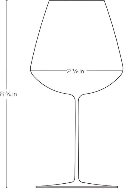 NUDE Red Wine Glasses Set of 2, Stem Zero Elegant – Crystal Long Stem Red Wine Glasses for Light to Medium Bodied Red Wines, Tapered Sides, Lead-Free, Dishwasher Safe, 22 oz Each
