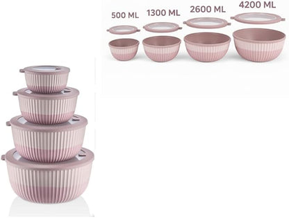 Mixing Bowls with Airtight Lids – 8 Piece Nesting Kitchen Set – BPA-Free, Leak-Proof & Stackable – Dishwasher, Microwave & Freezer Safe