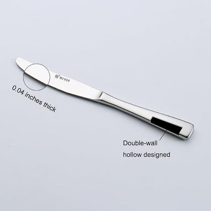 Dinner knife 6 Pieces Stainless Steel Butter Knife Set, Hollow Square Handle - Image 4