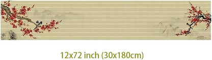 Asian Style Bamboo Table Runner, Ancient Chinese Paintings Zen Table Mat - Image 4