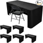Nasitos 6 Pack Fitted Tablecloths for 6 Foot Tables Black Trade Show Table Covers-Open Back Washable Vendor Table Cloth for Craft Show, Events