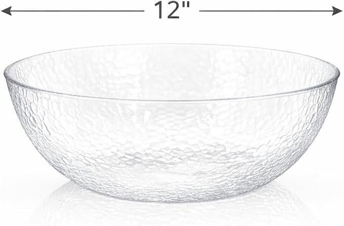Lillian Collection Stunning Clear Plastic Round Hammered Bowl - Image 3