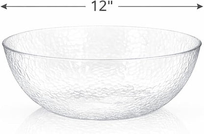 Lillian Collection Stunning Clear Plastic Round Hammered Bowl - Image 3