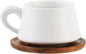 Set of 1 Ceramic Tea White Cup and Wood Saucer - 7 oz Tea Mug - Wide Cappuccino by Unknown