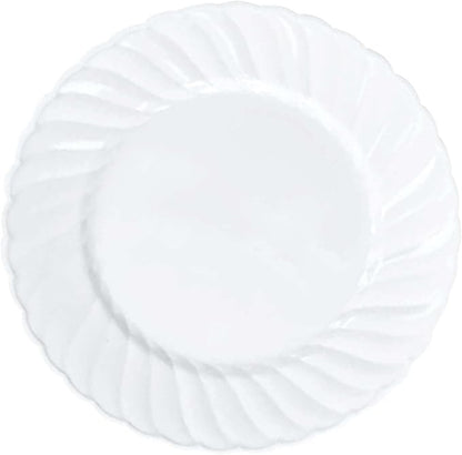 Efavormart 12-Pack 7.5" White Flair Rim Plastic Salad Dessert Plates, Elegant - Image 6