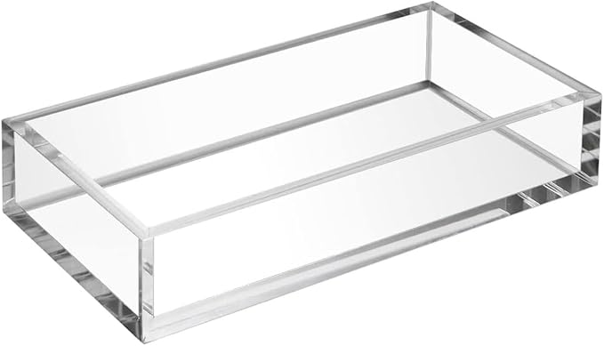 Acrylic Napkin Holder Tray, 8mm Thick Bathroom Guest Towel Holder | Vanity by HIIMIEI
