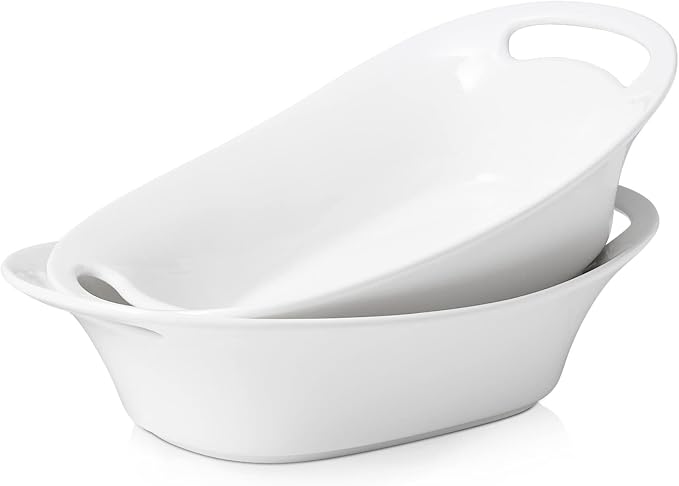 DOWAN Large Serving Bowls with Handles, 60 OZ Oval Serving Platter by DOWAN