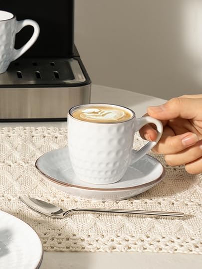 famiware 3oz Espresso Cups and Saucers, Stoneware Demitasse Cup - Image 3