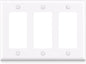 ELEGRP 3-Gang Decorative Wall Plates, Standard Size 4.53" H x 6.39" L Unbreakable Thermoplastic Faceplate Cover for Decorator Receptacle Outlet Switch, UL Listed (1 Pack, Glossy White)