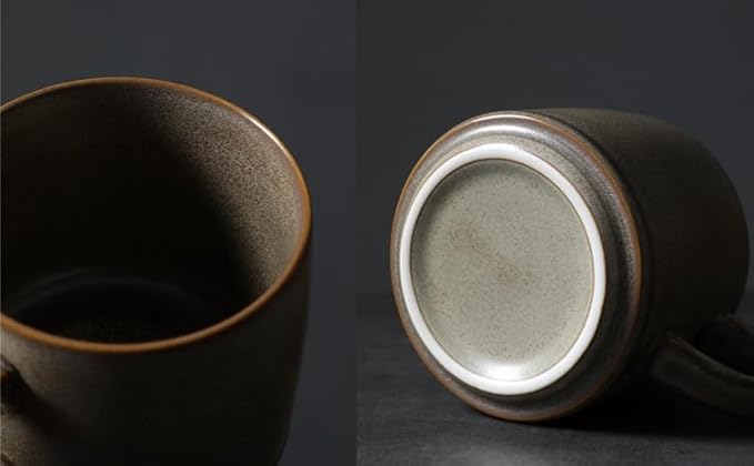 12oz Japanese Style Minimalistic Asian Rustic Reactive Glaze Ceramic Pottery - Image 5