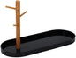 Shinpuru Key Tray & Key Bowl, Jewelry Tray with Wood 3-Tier Hanging Organizer - Multi-Functional Entryway Tray, Perfect for Key Bowl, Ring Holder, Jewelry Dish Organize (Black Oval)