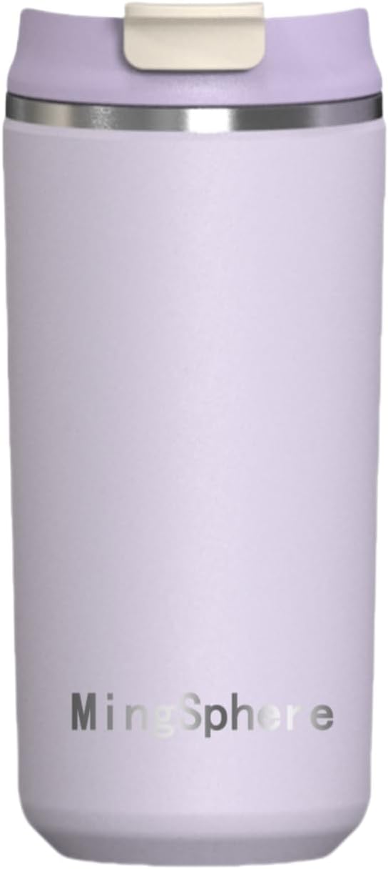 12oz Insulated Stainless Steel Coffee Cup, Lavender Purple | Travel Coffee Mug by MingSphere