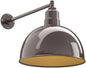 Steel Lighting Co. Hollywood Bowl Light | Outdoor Wall Mounted | 15 inch Bowl Dome | 20" Straight Arm | Barn Light Made in America | Dark Bronze Exterior/Brass Interior