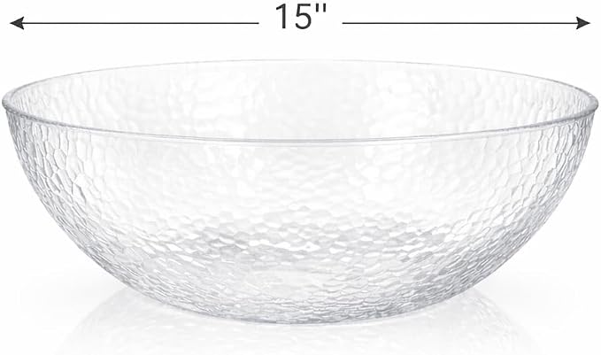 Lillian Collection Stunning Clear Plastic Round Hammered Bowl - Image 6