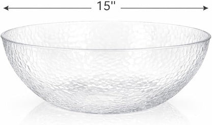 Lillian Collection Stunning Clear Plastic Round Hammered Bowl - Image 6