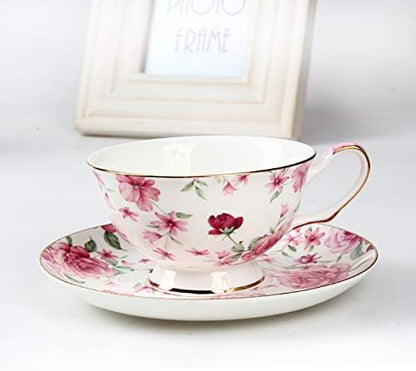 BTaT- Floral Tea Cups and Saucers Set of 4, 7 oz | Porcelain Tea Cup Set - Image 8