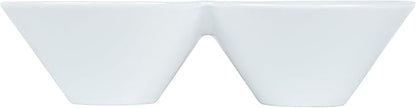 Restaurantware-9.1 x 4.9 x 2.3 Inch Double Dip Bowls, 1 Microwavable Condiment Server - 2 Compartments, Microwavable, White Porcelain Dip Tray, Dishwashable, For Snacks, Condiments, Or Toppings