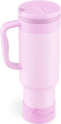 40 oz Insulated Tumbler with Handle and Push-Button Straw Lid, Stainless Steel by Coquella