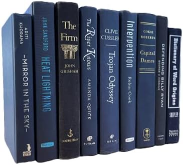 Real Books by Color® (Set of 9, Dark Blue) Decorative Bookshelf Home Decor Shelf Styling Photo Prop