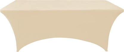 2-Pack 8ft Spandex Table Covers for Rectangle Folding Tables - Washable Elastic Tablecloth - Ultimate Fitted Table Protector for Birthday Parties, Trade Shows, Banquet