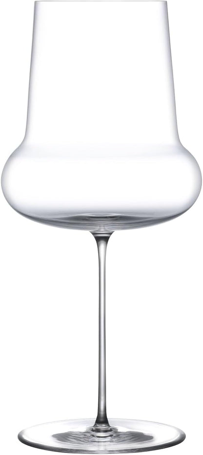 NUDE Red Wine Glass, Ghost Zero Belly – Crystal Large Long Stem Red Wine Glass for Medium to Full Bodied Red Wines, Bulbous Bowl with Tapered Rim, Lead-Free, 24.25 oz