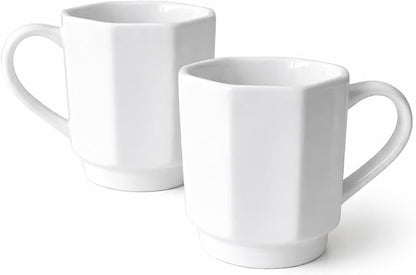 Minimalist White Ceramic Coffee Mug Set of 2 – 12 oz Modern Style Cups – Matte by Unknown