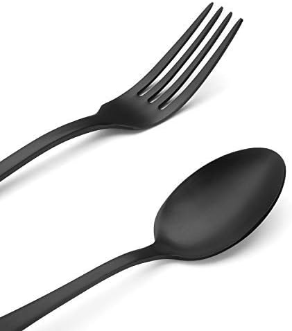 Matte Black Silverware Set, SHARECOOK Satin Finish 40-Piece Stainless Steel - Image 3