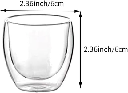 6pcs Double Wall Espresso Cups, 3 Ounce Glass Coffee Mugs, Insulated Small - Image 2