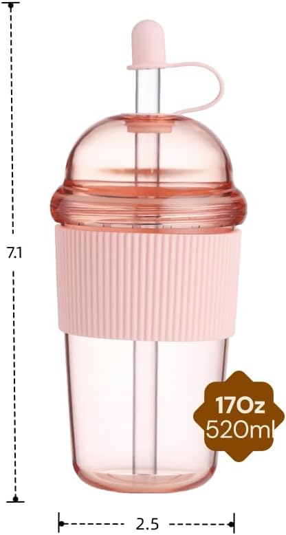 Reusable Iced Coffee Cups with Lids and Straws 17oz, Boba Cup with Straw - Image 3
