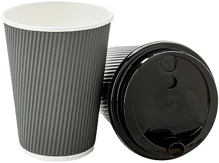 Restaurantware Ripple Wall Coffee Cups 500 Count 12 Ounce Insulated Gray Paper - Image 9
