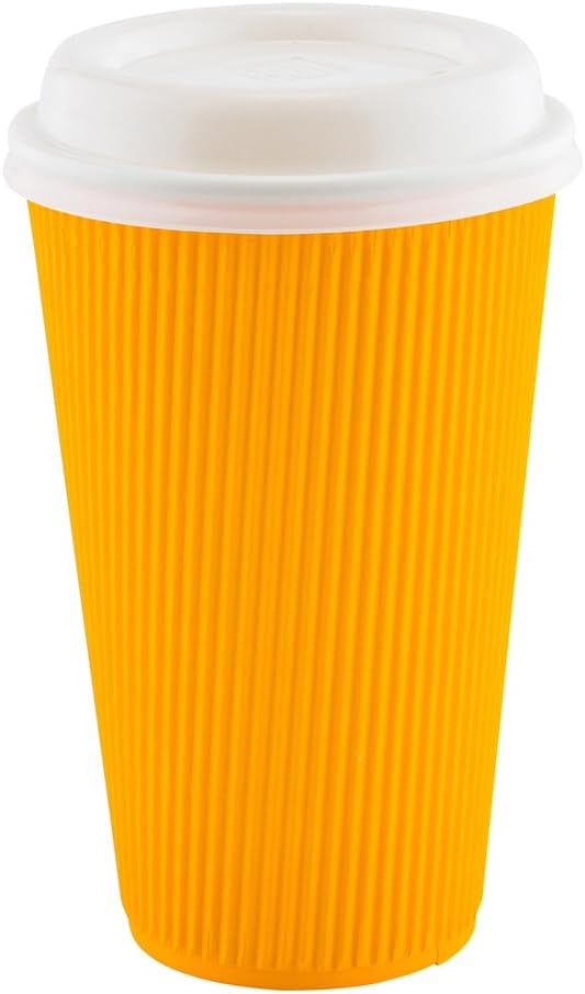 Restaurantware Ripple Wall Coffee Cups 500 Count 16 Ounce Insulated Yellow - Image 13