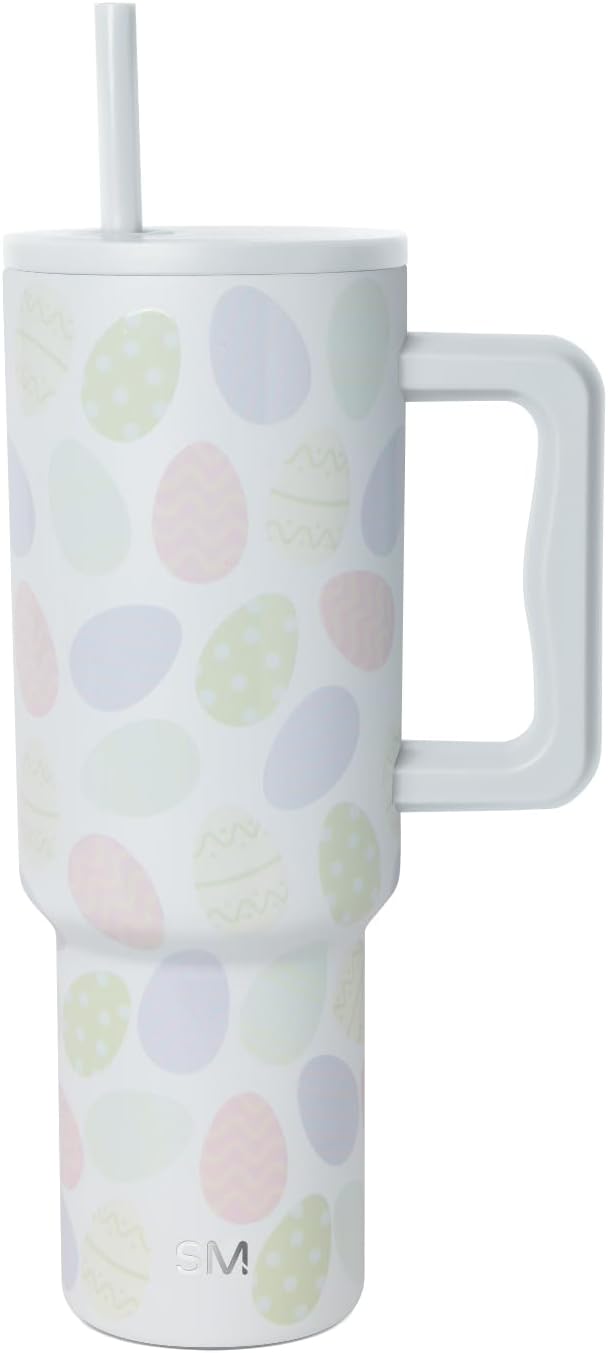 Simple Modern Tumbler with Handle and Straw | 40oz | Easter Eggs | Trek Tumbler by Unknown